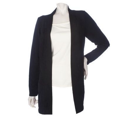 Susan Graver Lustra Knit Cardigan with Back Waist Detail - A212136