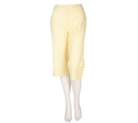 Denim & Co. Stretch Twill Pedal Pushers with Button Vent Detail - A214536