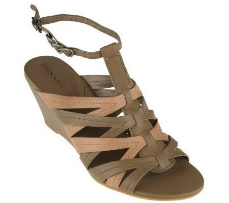Tignanello Leather Two-tone Multi-Strap Wedge - A214836