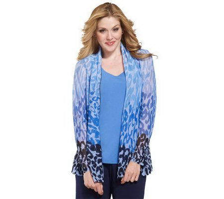 Susan Graver Animal Print Mesh Cardigan w/Liquid Knit Scoop Neck Tank - A215136