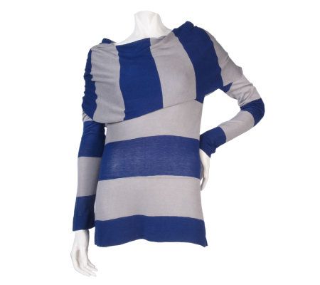 K-DASH by Kardashian Oversized Cowl Neck Striped Sweater - A216636