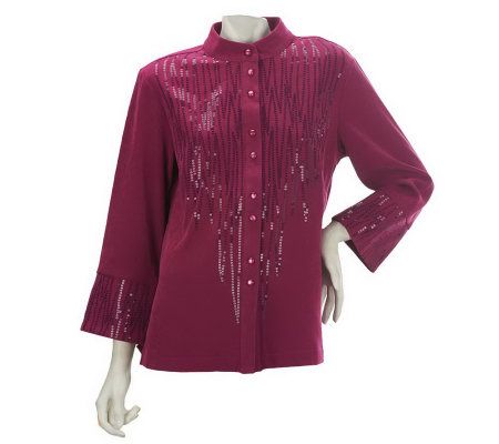 Bob Mackies Sequin Front and Cuff Moleskin Jacket - A216836