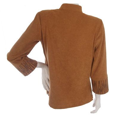 Bob Mackies Sequin Front and Cuff Moleskin Jacket