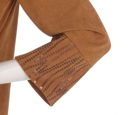 Bob Mackies Sequin Front and Cuff Moleskin Jacket