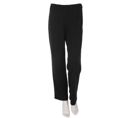 Susan Graver Hollywood Waist Stretch Knit Straight Leg Regular Pants - A216936