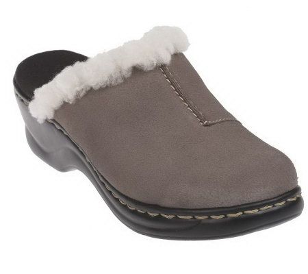 Clarks Bendables Lexi Carousel Suede Clogs w/ Shearling - A217636