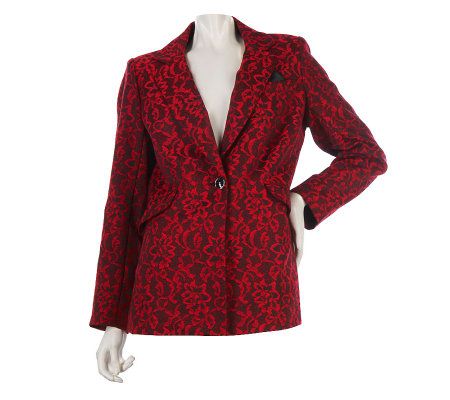 George Simonton Lace Jacquard One Button Blazer with Pop Lining - A218436