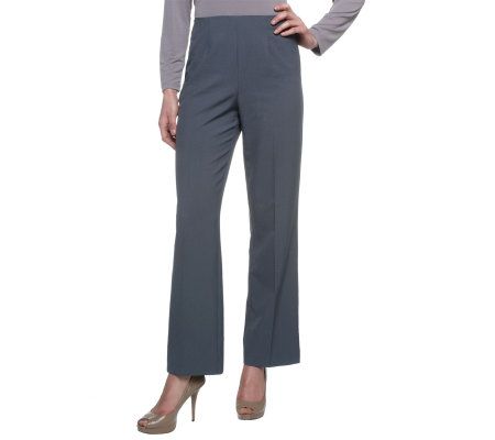 Susan Graver Bi-Stretch Hollywood Waist Side Zip Reg Wide Leg Pants - A220236
