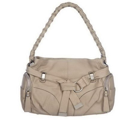 As Is B. Makowsky Leather Hobo Bag with Belt & Braided Strap - A220636