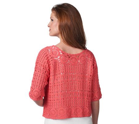 Attitudes by Renee Hand Crochet Elbow Sleeve Shrug