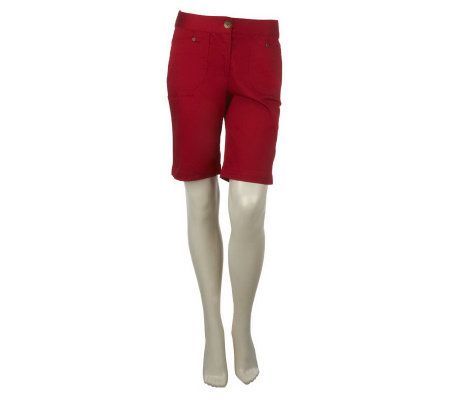Susan Graver Cotton Sateen Bermuda Shorts with Pockets - A224336