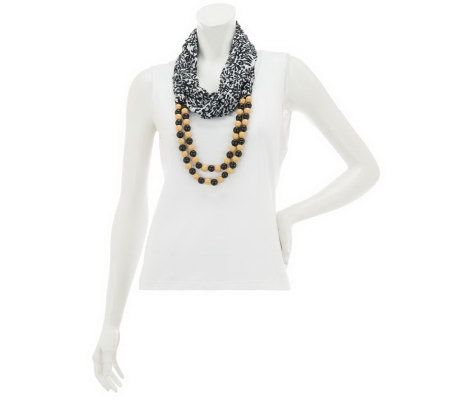 Wrapsody in Hues Patterned Eternity Scarf with Beads - A230136