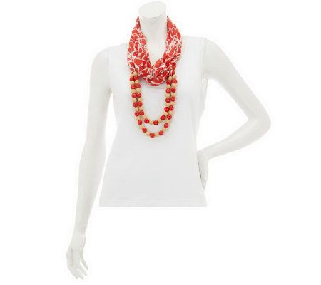 Wrapsody in Hues Patterned Eternity Scarf with Beads - A230136