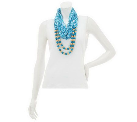 Wrapsody in Hues Patterned Eternity Scarf with Beads - A230136