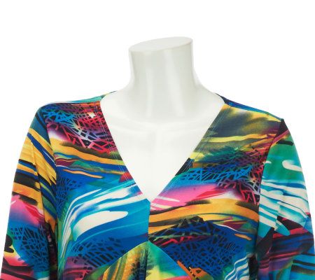 Attitudes by Renee 3/4 Sleeve V-Neck Tunic w/Seam Detail