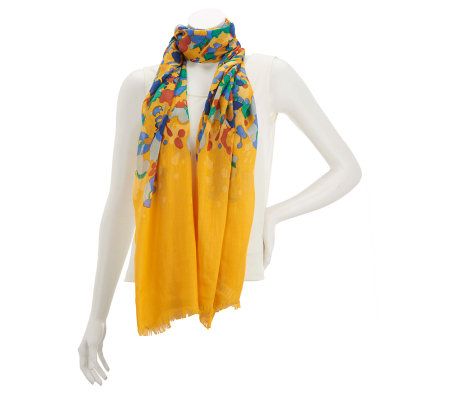 Isaac Mizrahi Live! Collage Floral Print Scarf - A230536