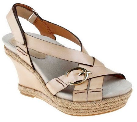 Earthies Salerno Too Leather Wedge Sandals with Buckle Detail - A231636