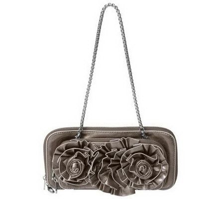 Journee Collection Floral Detail Patent ClutchBag - A316036