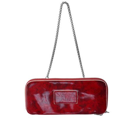 Journee Collection Floral Detail Patent ClutchBag