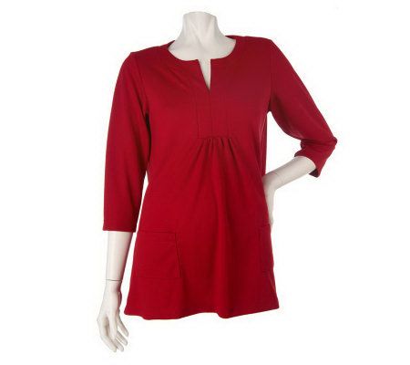 Susan Graver Ponte Knit Patch Pocket Swing Top - A88036