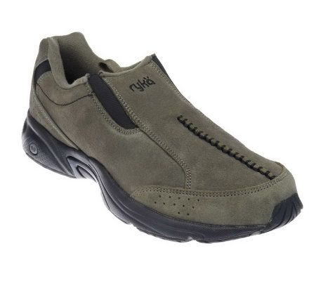 Ryka Suede Slip-on Walking Shoes w/Side Goring - A93036
