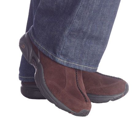 Ryka Suede Slip-on Walking Shoes w/Side Goring