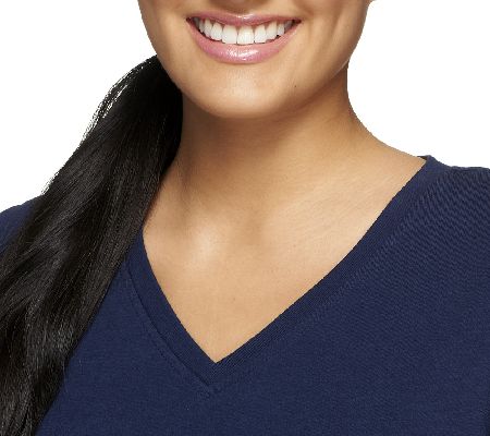 Denim & Co. Short Sleeve V-Neck Empire Waist Knit Dress