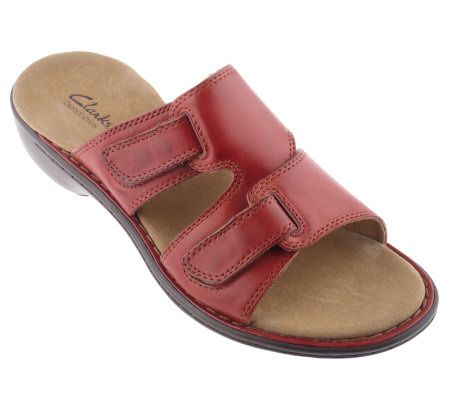 Clarks Bendables Ina Stone Leather Strap Slides - A200537