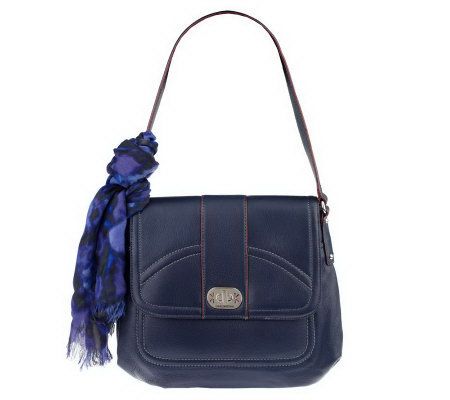 Isaac Mizrahi Live! Pebble Leather Full Flap Shoulder Bag - A211237