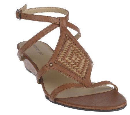 Tignanello Leather Mid-Wedge Sandal w/ Woven Detail - A214837