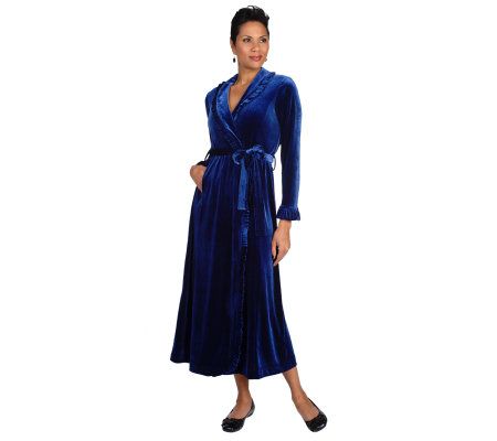 Joan Rivers Petite Length Ruffled Accent Velour Robe - A217937