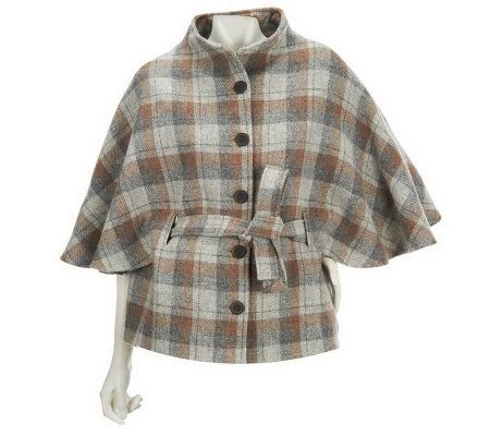 Boyne Valley Weavers Cape Jacket with Belt - A219037