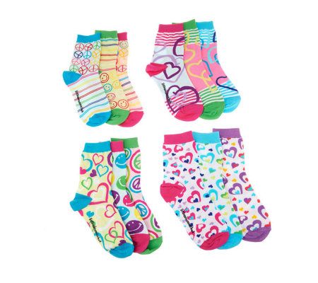 little missmatched CrazyCoordinate Hearts & Peace Crew Socks - A223637