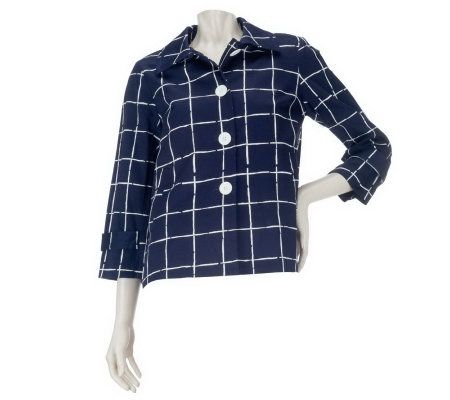 Linea by Louis DellOlio Printed Jacket with Inverted Pleat Detail - A223937