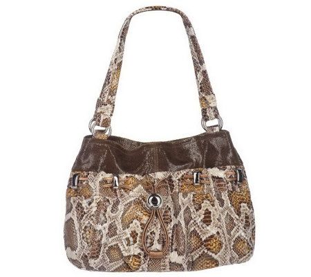 As Is B. Makowsky Snake Embossed E/W Drawstring Shopper - A225037