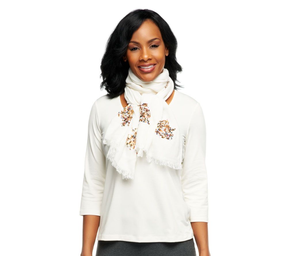 VT Luxe Wrap with Sequin Flower Detail - A227837