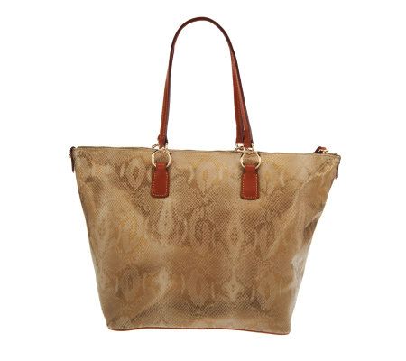 Dooney & Bourke Snake Embossed Leather O-Ring Shopper