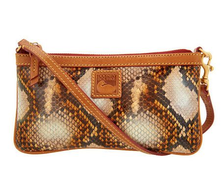 Dooney & Bourke Python Embossed Leather Wristlet with Leather Logo - A231937
