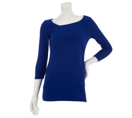 Mark of Style by Mark Zunino 3/4 Sleeve Knit Top w/ Ruching Detail - A232337