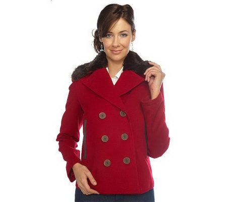 Isaac Mizrahi Live! Double Breasted Pea Coat - A210438