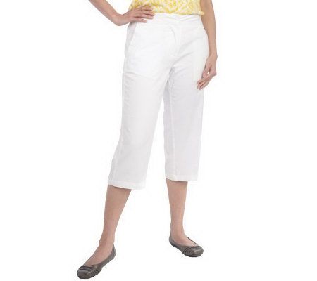 Liz Claiborne New York Jackie Twill Flat Front Capri Pants - A213438