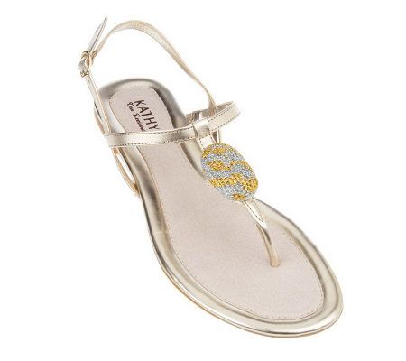 KathyVanZeeland Jeweled Sandals with Adjustable Ankle Strap - A214838