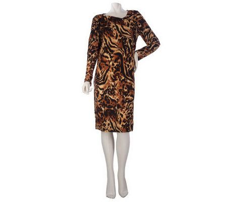 George Simonton Long Sleeve Printed Dress with Draped Overlay - A217538