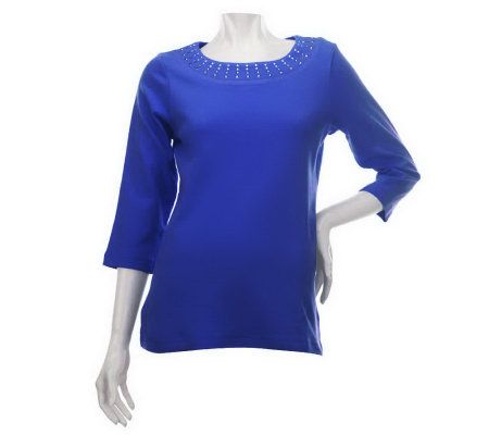 Quacker Factory Silver Sparkle Neckline_Scoop T-Shirt - A218238