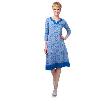 Liz Claiborne New York 3/4 Sleeve Medallion Print Dress - A220838