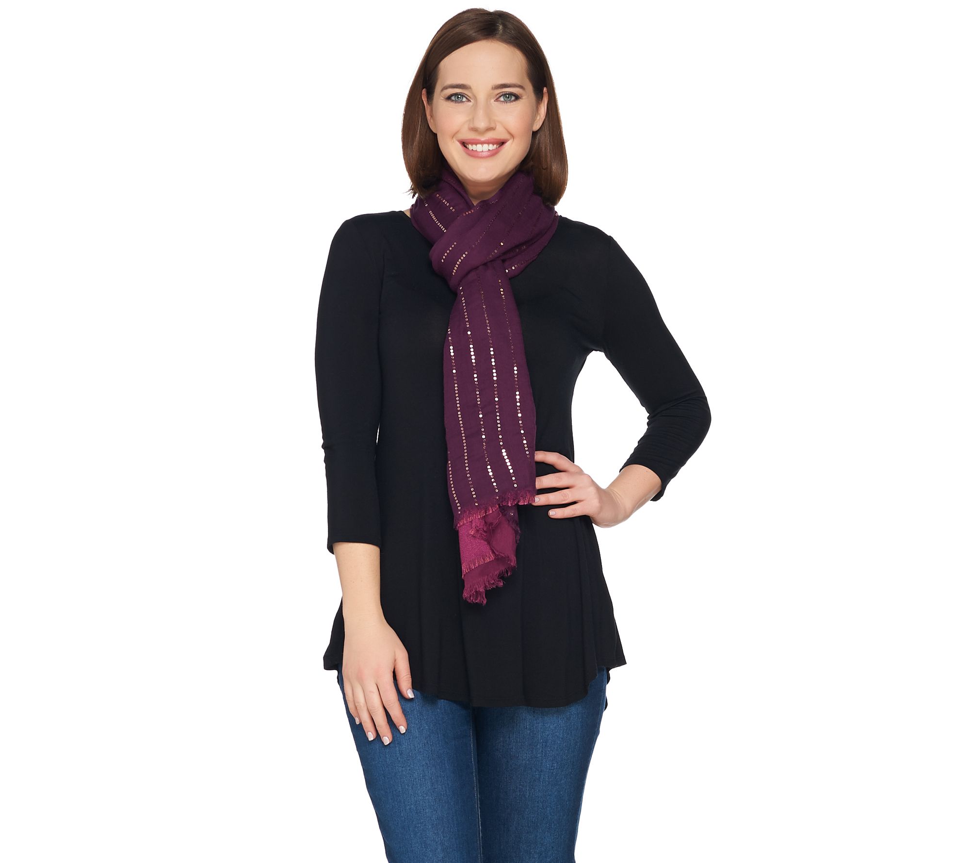 VT Luxe Three Panel Wrap with Sequin and Lurex Details - A227838