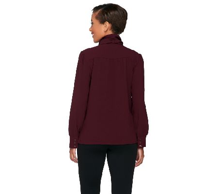 Linea by Louis DellOlio Button Front Blouse with Removable Tie