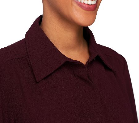 Linea by Louis DellOlio Button Front Blouse with Removable Tie