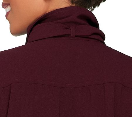 Linea by Louis DellOlio Button Front Blouse with Removable Tie