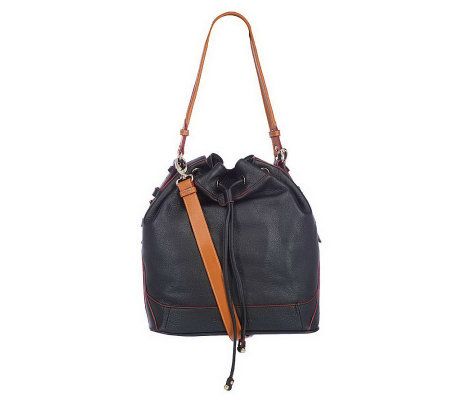 As Is Isaac Mizrahi Live! Pebble Leather Drawstring Hobo - A228438